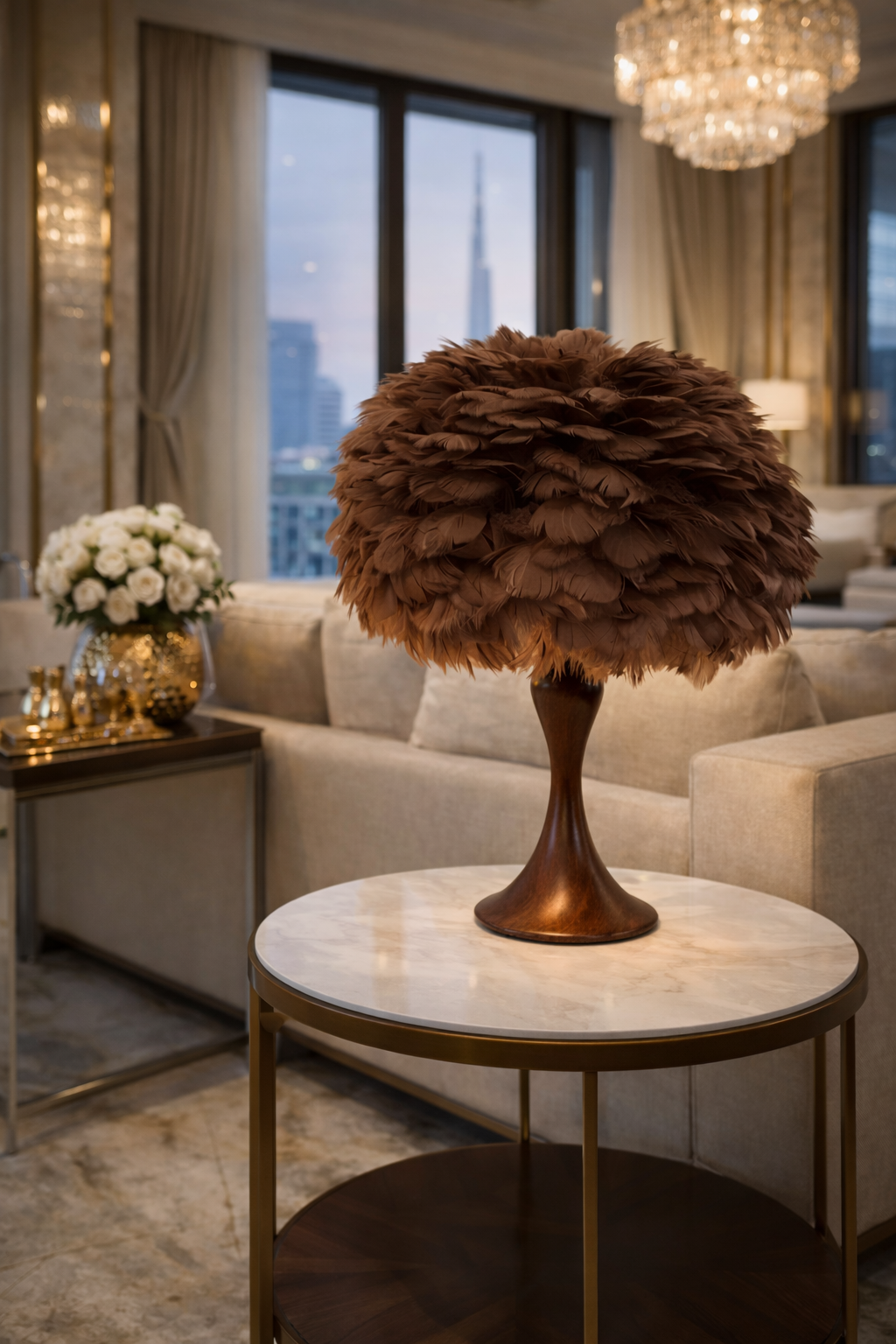 Romantic Goose Feather Decoration Table Lamp