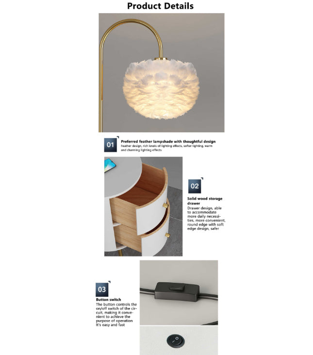Romantic Goose Feather Decoration Floor Lamp